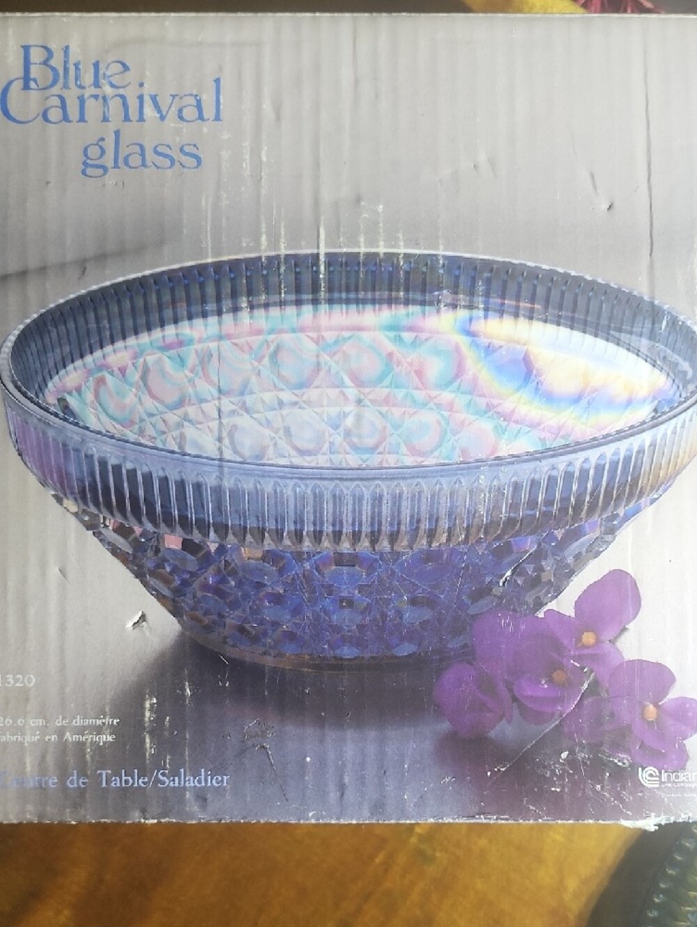 ๐ฅ HOT DEAL Blue Carnival Glass Iridescent Glass Bowl -Indiana Glass - Picture 5 of 9